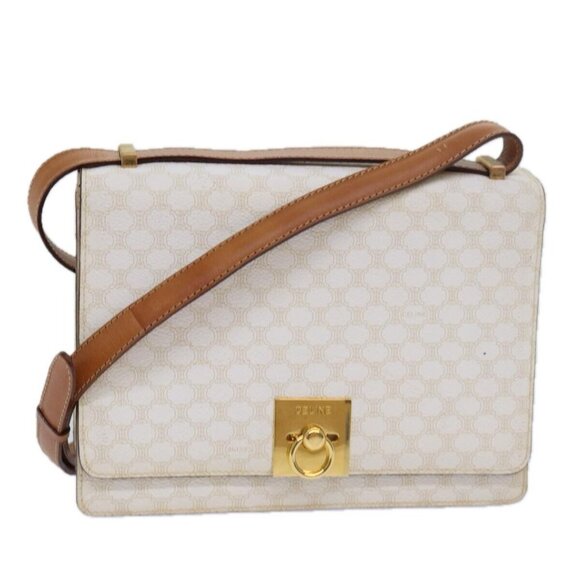 CELINE Macadam Canvas Shoulder Bag PVC White - Picture 1 of 15